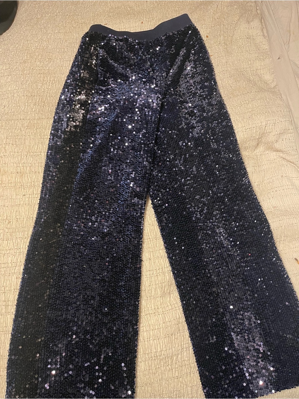 Urban outfitters light before dark Sequin Wide-Leg Pants - Navy Sparkle